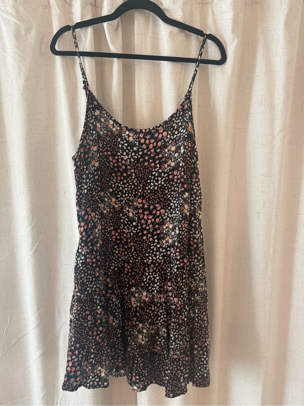wild fable Black Floral Mini Dress with Pink and Cream Accents